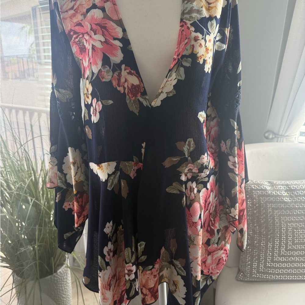 Floral V-Neck Bell Sleeve Spring/Summer Cardigan